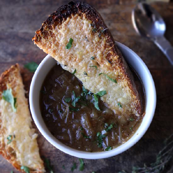 French Onion Soup with Miso - Recipe photo by misspickledplum