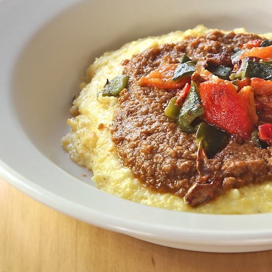 Cheesy Polenta with Mole and Pepper - Recipe photo by TheWimpyVegetarian
