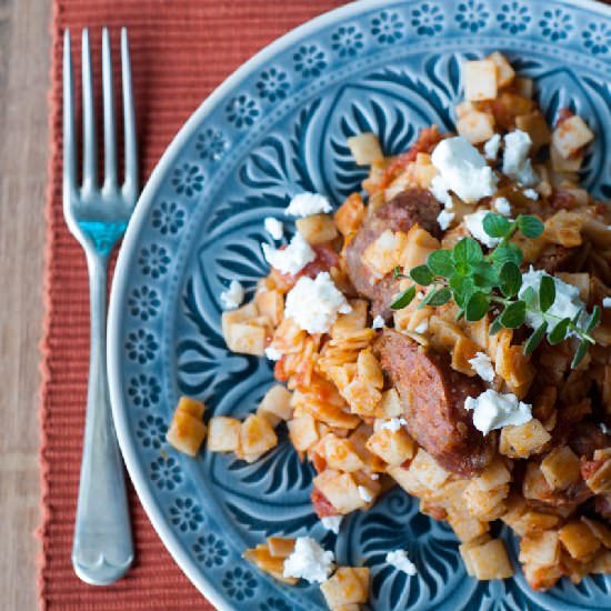 Beef Sausage Yiouvetsi - Recipe photo by The Foodie Corner