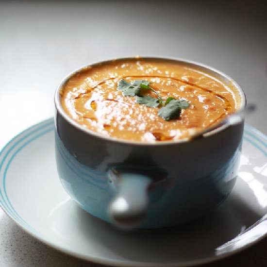 Roasted Carrot Ginger Soup - Recipe photo by Kitchen Treaty