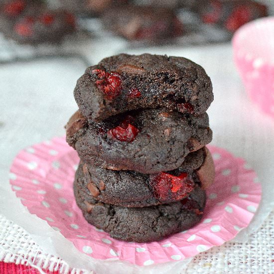 Chocolate Cherry Chunk Cookies - Recipe photo by BruCrewLife