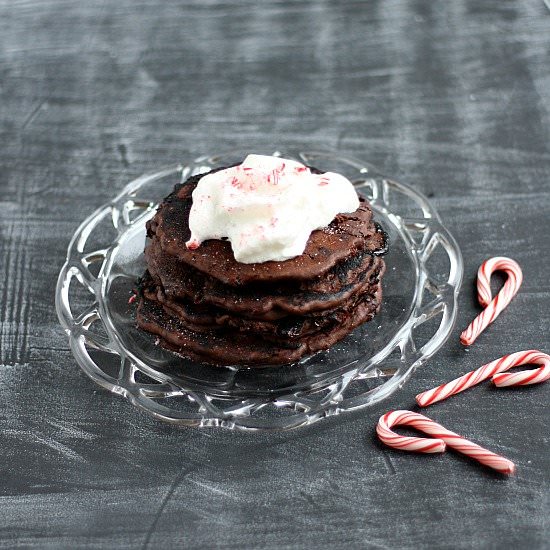 GF Chocolate Peppermint Pancakes - Recipe photo by DesignDiningAndDiapers