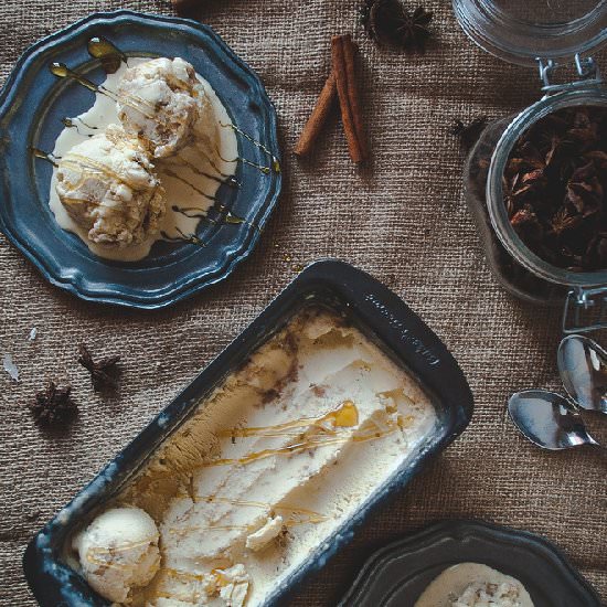Honey Goat Cheese Pear Ice Cream - Recipe photo by tworedbowls