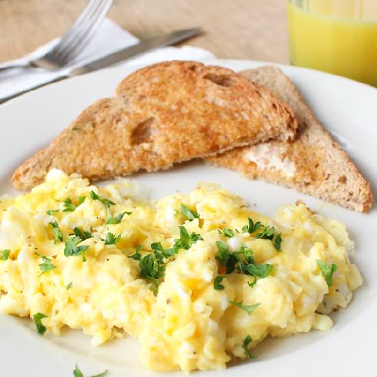 Creamy Cheesy Herbed Scrambled Eggs - Recipe photo by jessicainthekitchen