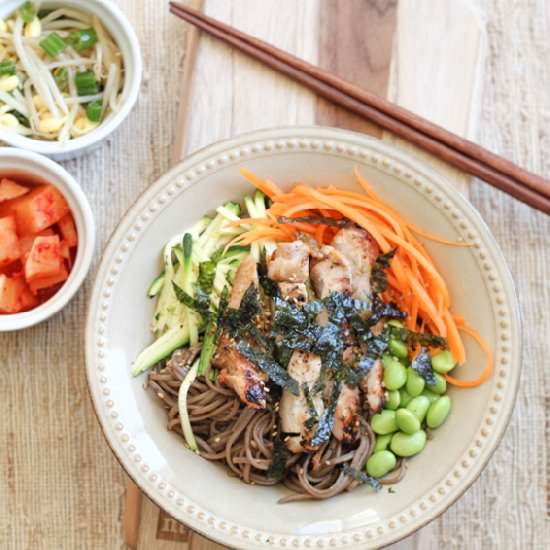 Soba Noodles with Marinated Chicken - Recipe photo by Hip Foodie Mom