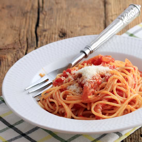 Spaghetti all'Amatriciana - Recipe photo by kalejdoskoprenaty