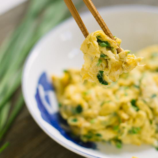 Scrambled Eggs with Chinese Chives - Recipe photo by Cultural Chromatics
