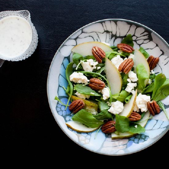 Arugula Salad with pears - Recipe photo by myblueandwhitekitchen