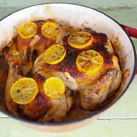 Meyer Lemon Chicken Under a Brick - Recipe photo by maryobrien