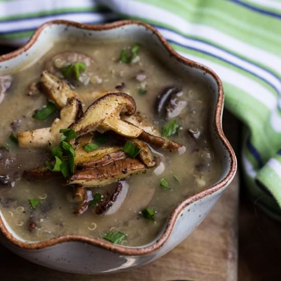 Creamy Mushroom & Quinoa Soup - Recipe photo by simplyquinoa
