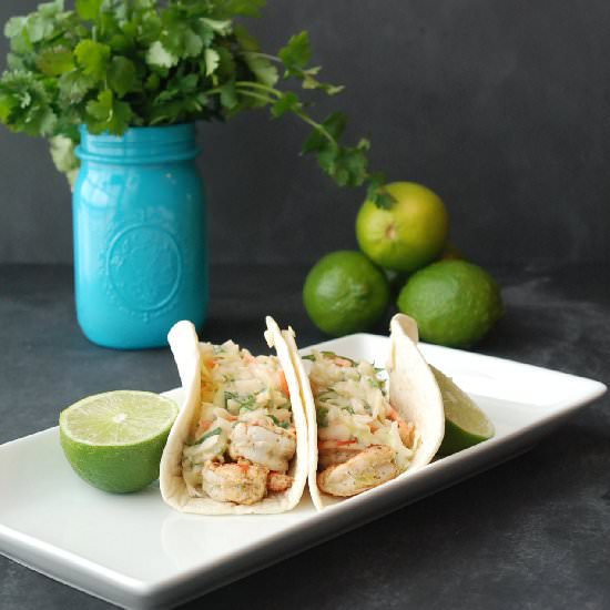 Shrimp Tacos with Sweet Chili Slaw - Recipe photo by Endlessly Inspired