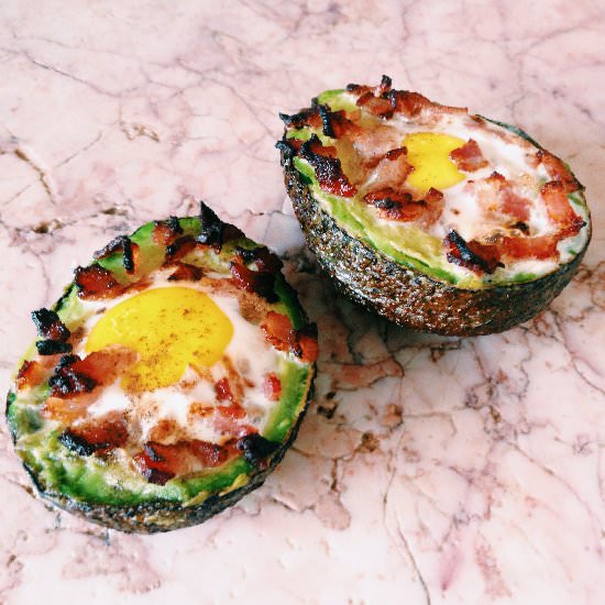 Baked Eggs in Avocado with Bacon - Recipe photo by forgetthosecalories