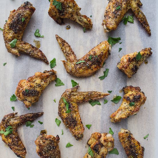 Crispy Baked Lemon Pepper Wings - Recipe photo by Gluten Free Blondie