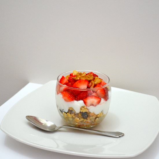 Maple Walnut Muesli with Berries - Recipe photo by Happily Spiced