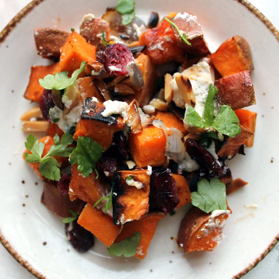 Festive roasted sweet potato salad - Recipe photo by ImmigrantsTable