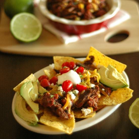 Crockpot Chipotle Beef Nachos - Recipe photo by slowcookergourmet