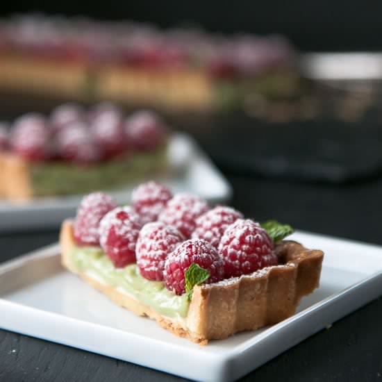 Matcha Raspberry Tart - Recipe photo by hungryrabbitnyc