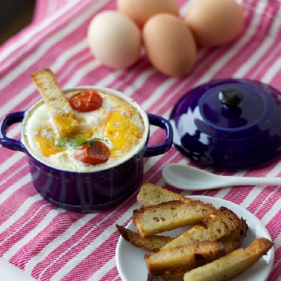 Eggs en Cocotte - Recipe photo by Bistro Margot