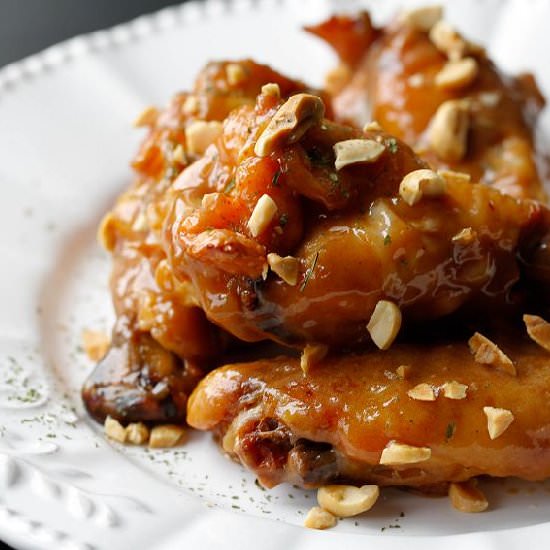 Spicy Thai Peanut Sauce Wings - Recipe photo by TheKitchenWhisperer