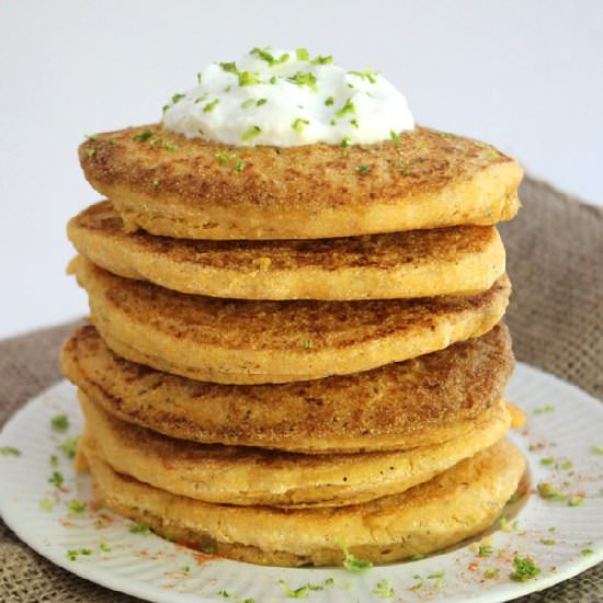 Sweet & Savory Cornbread Pancakes - Recipe photo by TheHealthyMaven