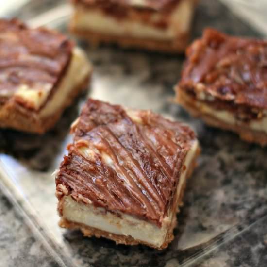 Nutella Cheesecake Bars - Recipe photo by Highheelstohotwheels