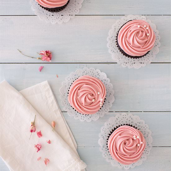 Chocolate Strawberry Rose Cupcakes - Recipe photo by brighteyedbaker