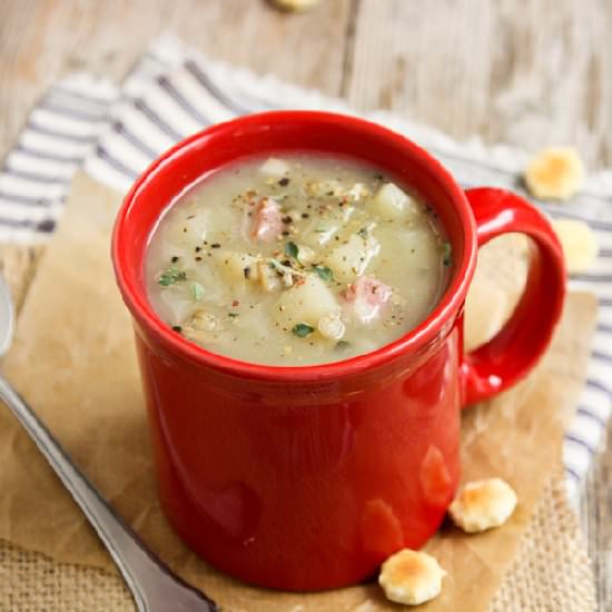New England Clam Chowder with Pork - Recipe photo by afarmgirlsdabbles