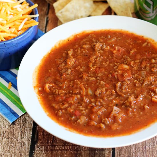 3 Meat Game Day Chili - Recipe photo by Jessica Weible