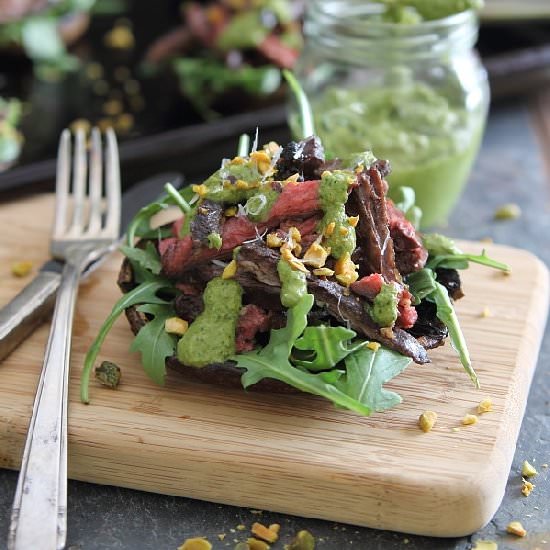 Balsamic Steak Stuffed Portobellos - Recipe photo by Running to the Kitchen