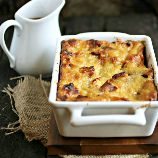 Bread Pudding w/Chocolate Rum Sauce - Recipe photo by Hungry Couple
