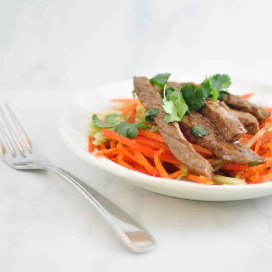 Teriyaki Steak on Asian Slaw - Recipe photo by suburble