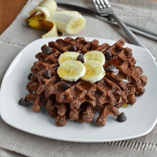 Chocolate Banana Bread Waffles - Recipe photo by shebakeshere