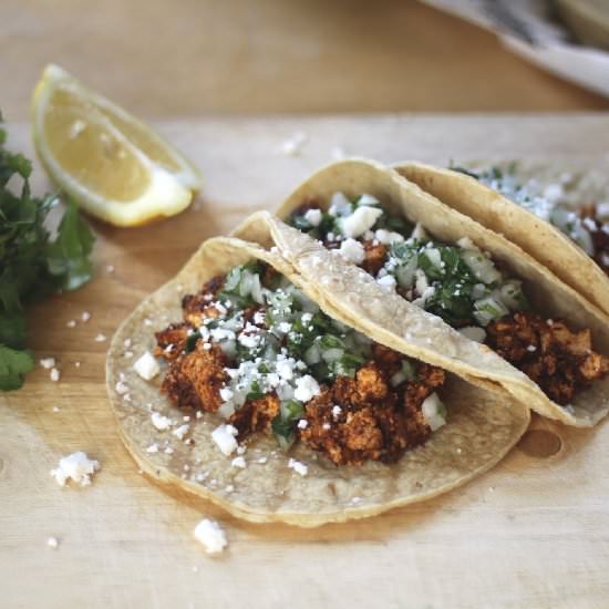 Tofu Chorizo Tacos - Recipe photo by jenessasdinners