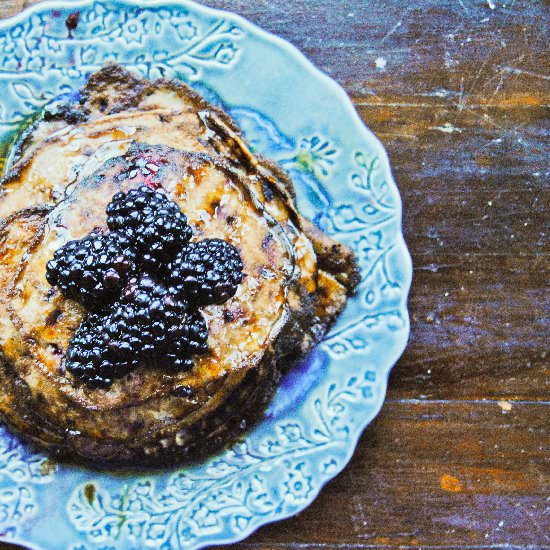 Boozy Blackberry Flourless Pancakes - Recipe photo by myjerusalemkitchen