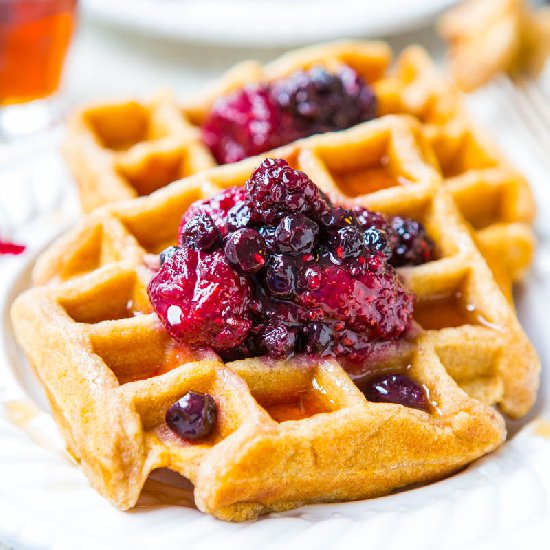 Easy Buttermilk Waffles & Berry Jam - Recipe photo by Averie