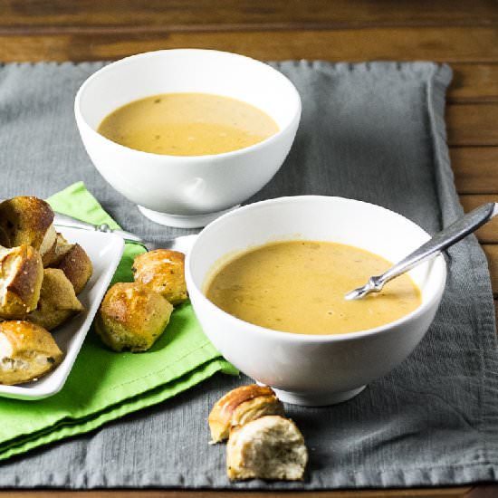 Beer-Cheese Soup & Pretzel Bites - Recipe photo by Chattavore