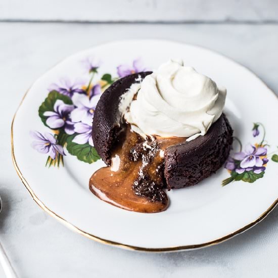 Salted Caramel Chocolate Cakes - Recipe photo by topwithcinnamon