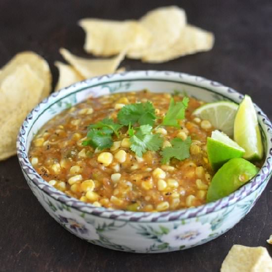 Fire Roasted Tomatillo & Corn Salsa - Recipe photo by theviewfromgreatisland