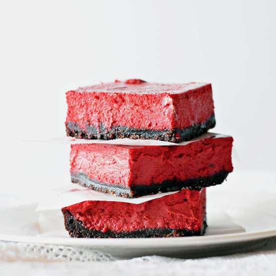 Red Velvet Cheesecake Slices - Recipe photo by mylalakitchen