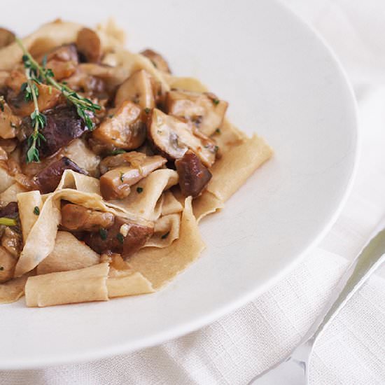 Toasted Pappardelle with Mushrooms - Recipe photo by FigandHoney