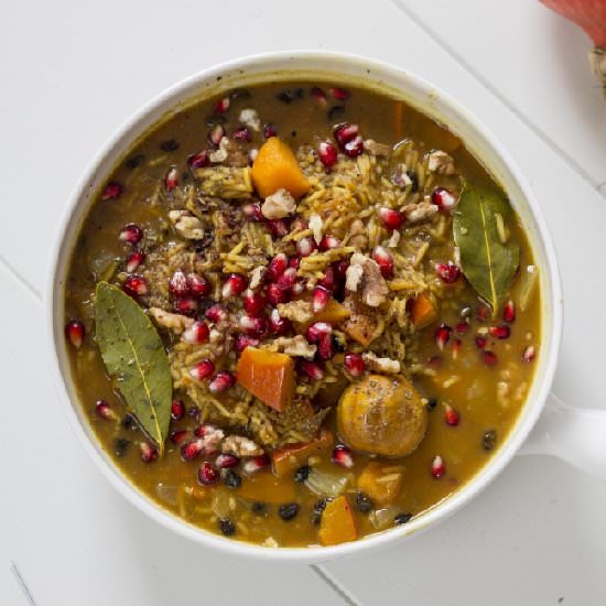 Squash Stew with Pomegranate & Rice - Recipe photo by foodand_