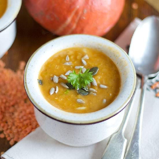 Spicy Lentil Pumpkin Soup - Recipe photo by foodand_
