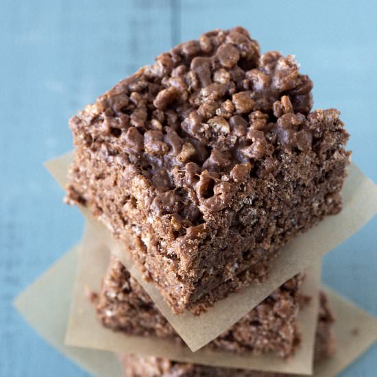 Chocolate Rice Crispy Treats - Recipe photo by handleheat