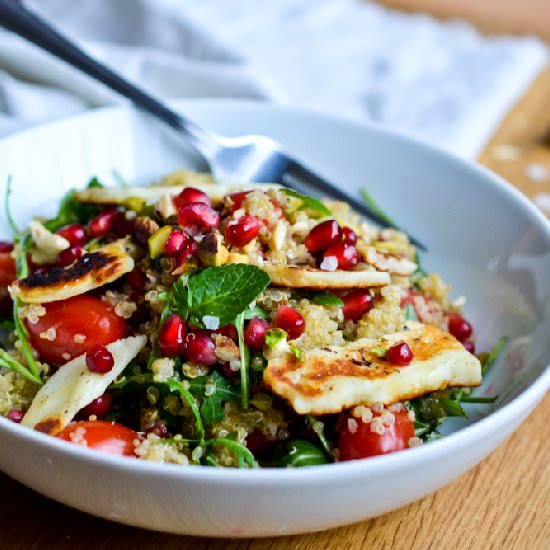 Quinoa Salad with Grilled Halloumi - Recipe photo by Health Inspirations