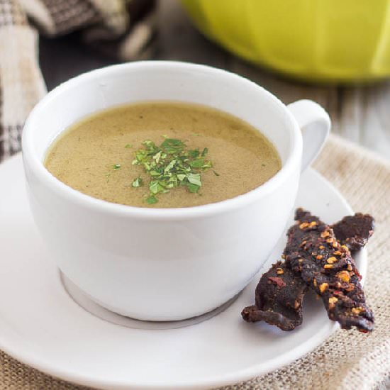 Roasted Bone Marrow Broth - Recipe photo by The Healthy Foodie