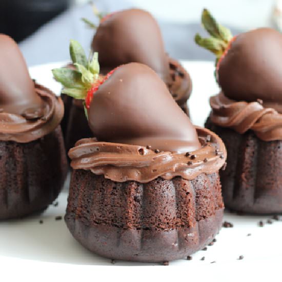 Triple Chocolate Mini Bundt Cakes - Recipe photo by Hip Foodie Mom