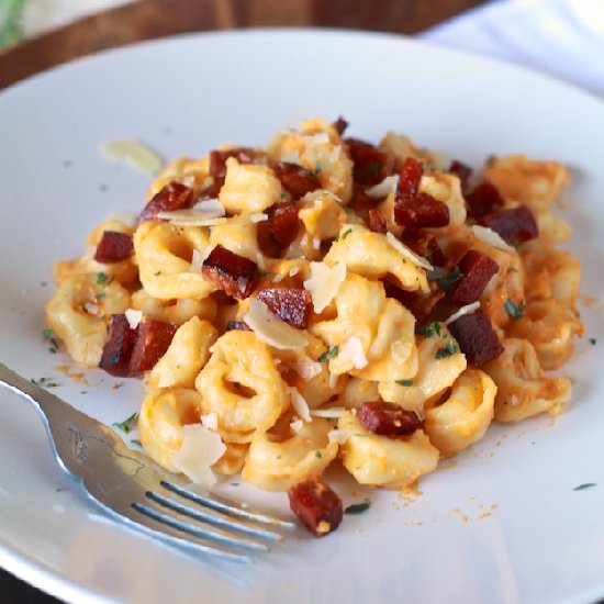 Tortellini with Chorizo - Recipe photo by meseidy