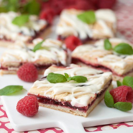 Frosted Raspberry Pie Bars - Recipe photo by tideandthyme
