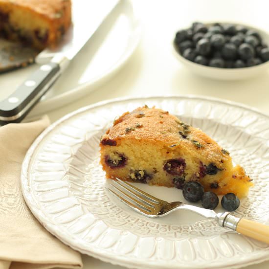 Blueberry & Lavender Polenta Cake - Recipe photo by ScaredyCatKitchen