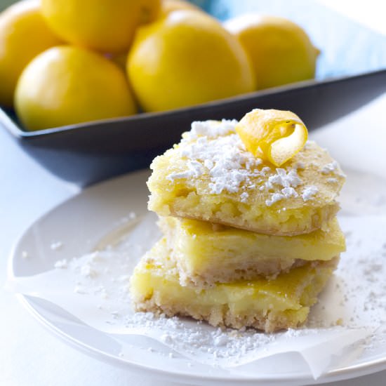 Healthy Meyer Lemon Bars - Recipe photo by proshapefitness